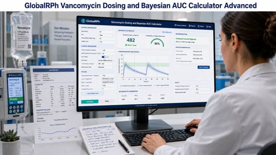 GlobalRPh Vancomycin Dosing and Bayesian AUC Advanced Calculator 3 Vaginal Symptoms